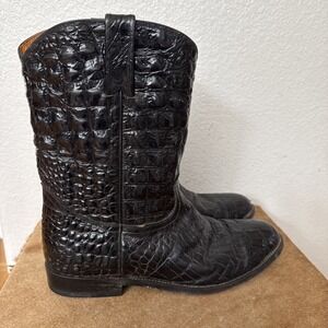 Vila Boots Men's 11E Genuine Black Caiman Crocodile West Cowboy Boots Md Mexico